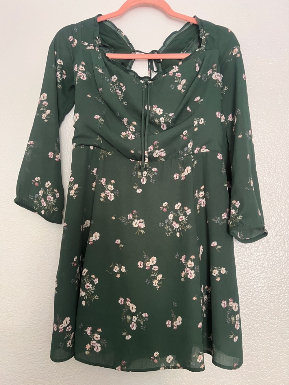 Abercrombie & Fitch Dark Green Floral Long-Sleeve Dress